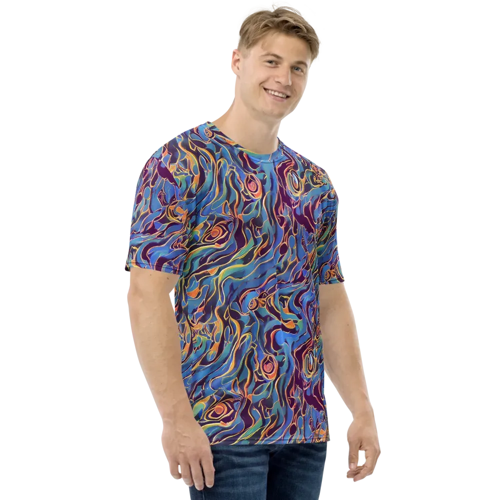 Sapphire Surge on Men's Crew Neck T-Shirt — Right