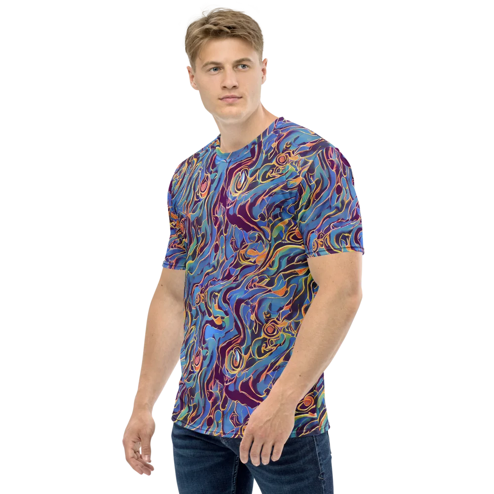 Sapphire Surge on Men's Crew Neck T-Shirt — Left