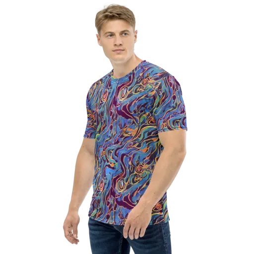 Sapphire Surge on a Men's Crew Neck T-Shirt