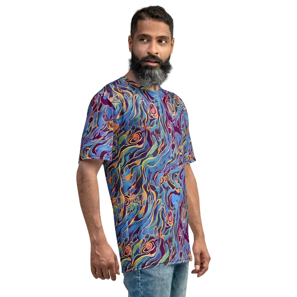 Sapphire Surge on Men's Crew Neck T-Shirt — Right