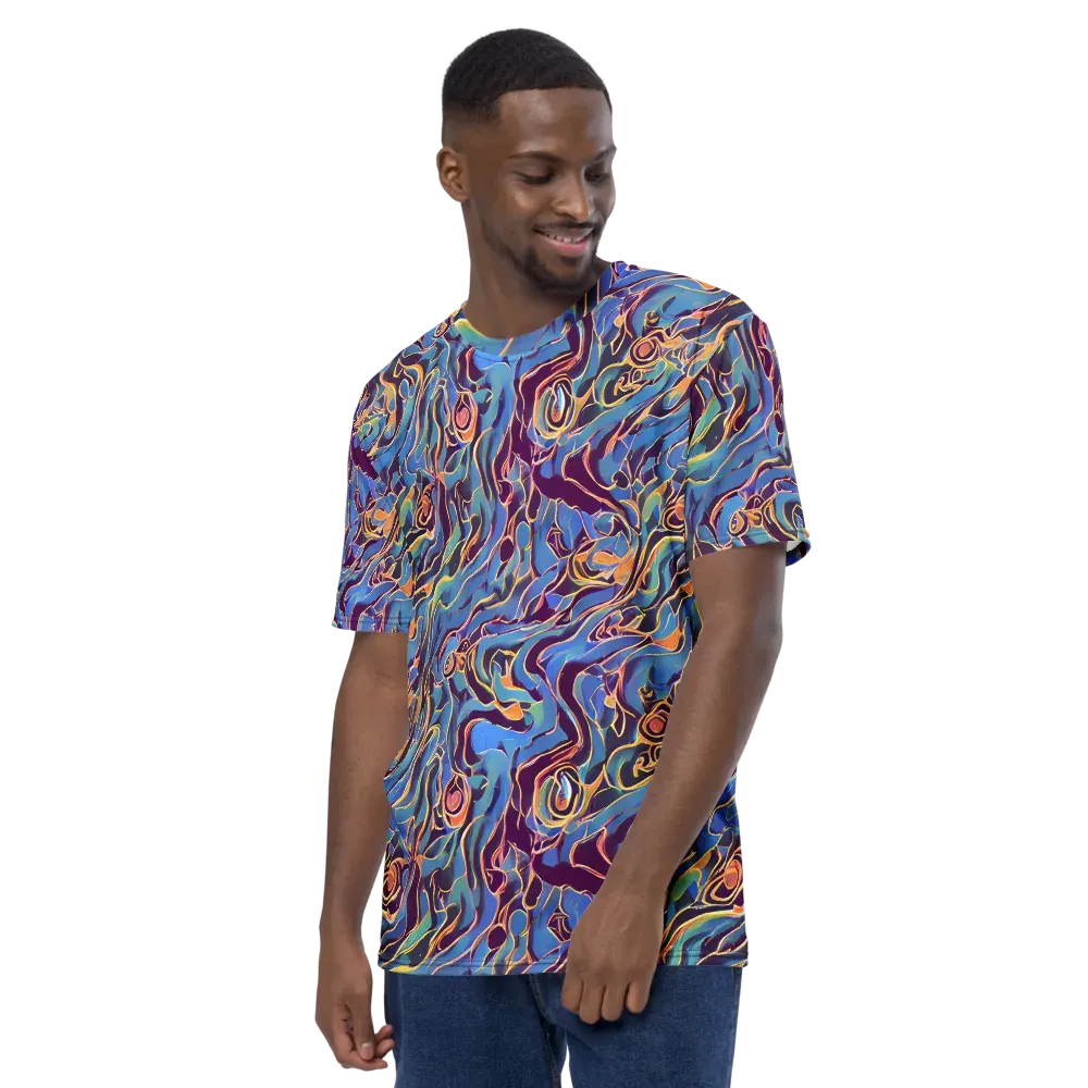 Sapphire Surge on Men's Crew Neck T-Shirt — Left
