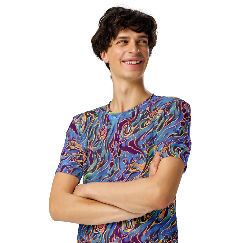 Sapphire Surge on Men's Crew Neck T-Shirt — Left Front