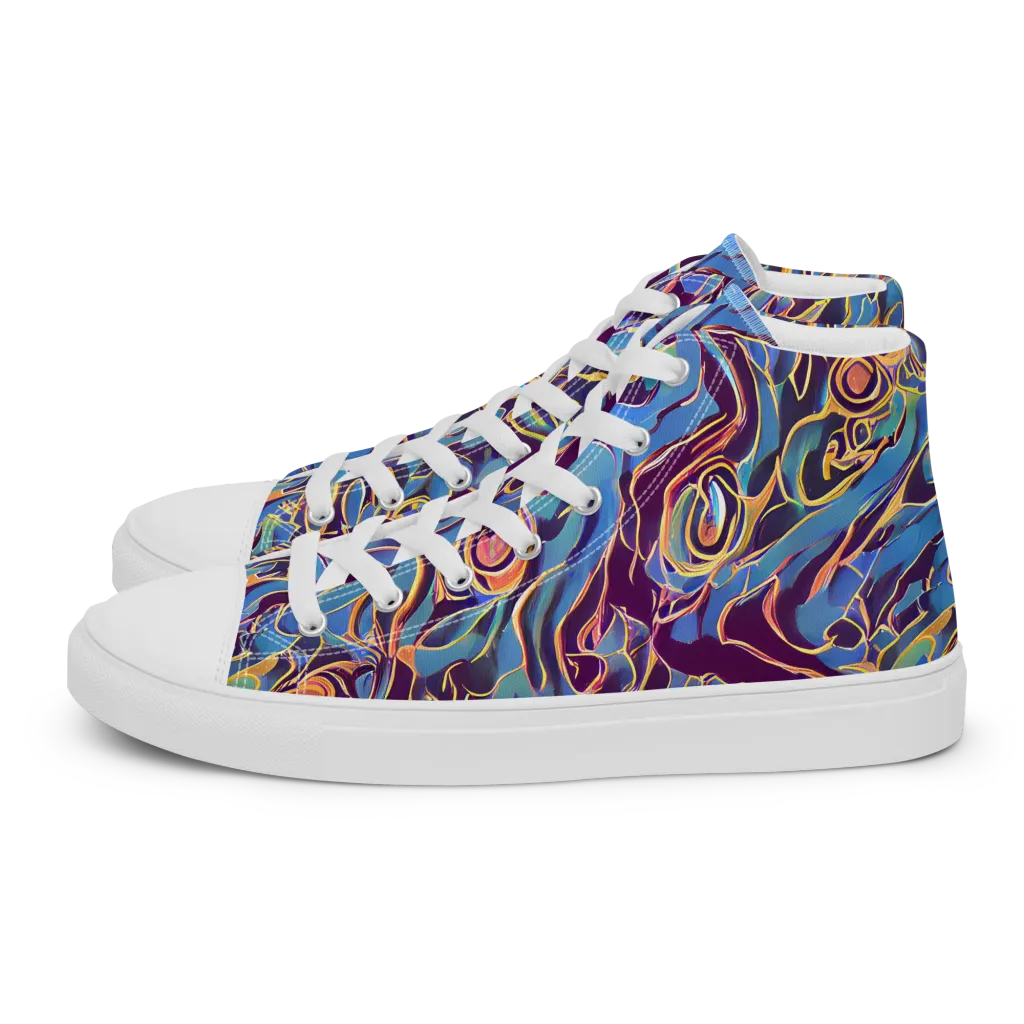Sapphire Surge on Men's High Top Canvas Shoes — Left