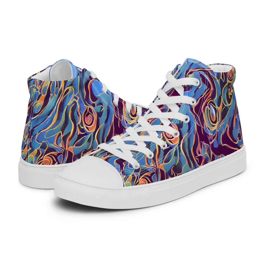 Sapphire Surge on Men's High Top Canvas Shoes — Left