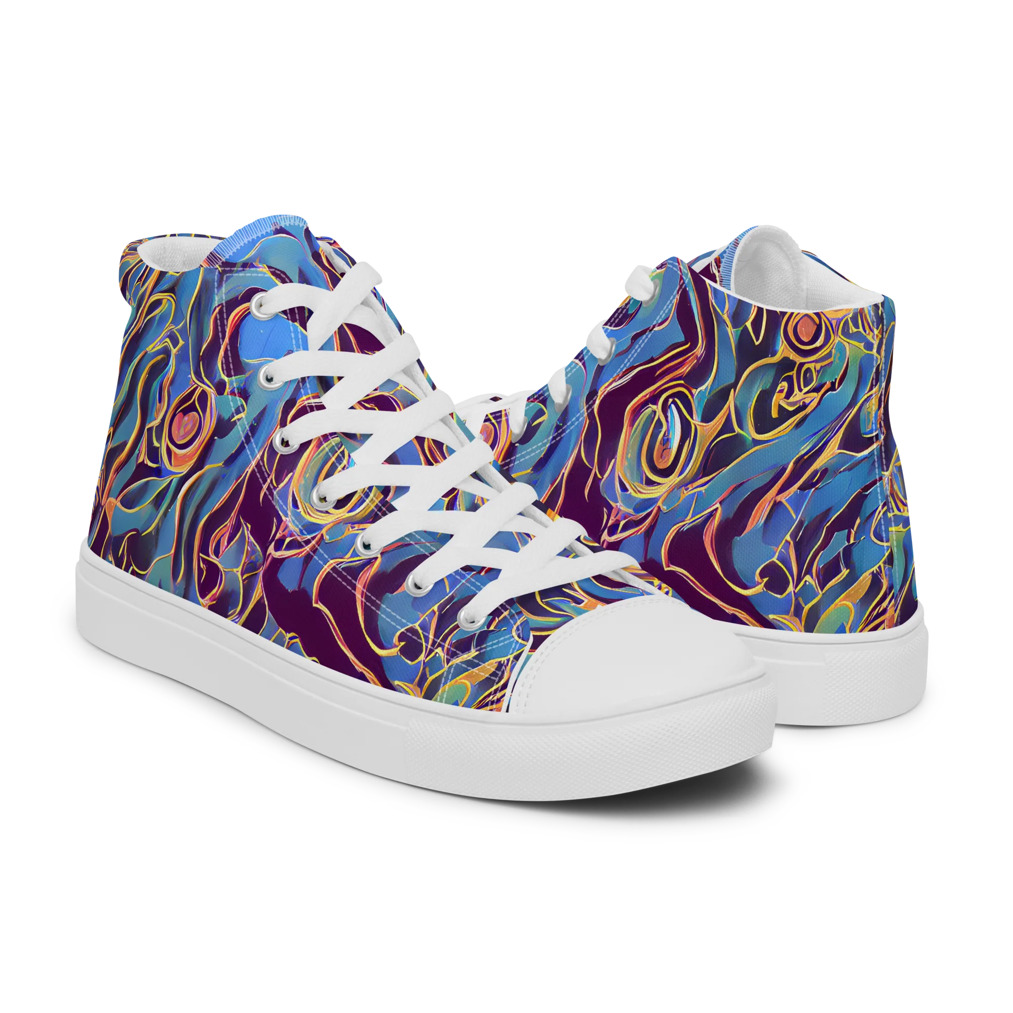 Sapphire Surge on Men's High Top Canvas Shoes — Right