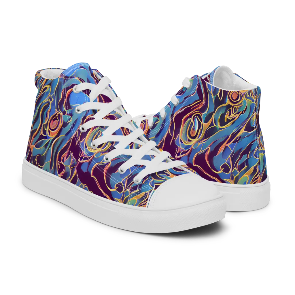 Sapphire Surge on Men's High Top Canvas Shoes — Right