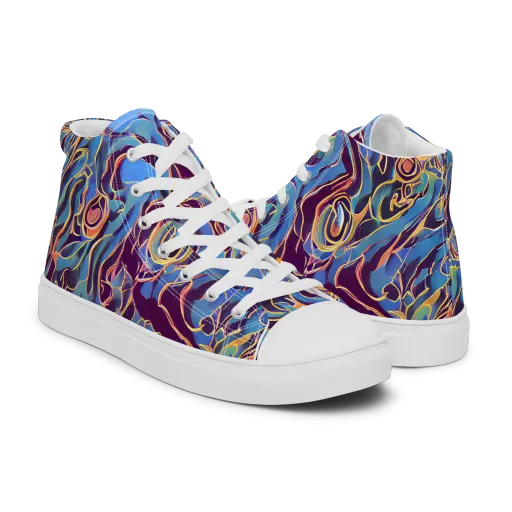 Sapphire Surge on a Men's High Top Canvas Shoes