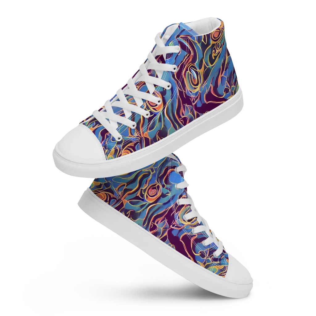 Sapphire Surge on Men's High Top Canvas Shoes — Front