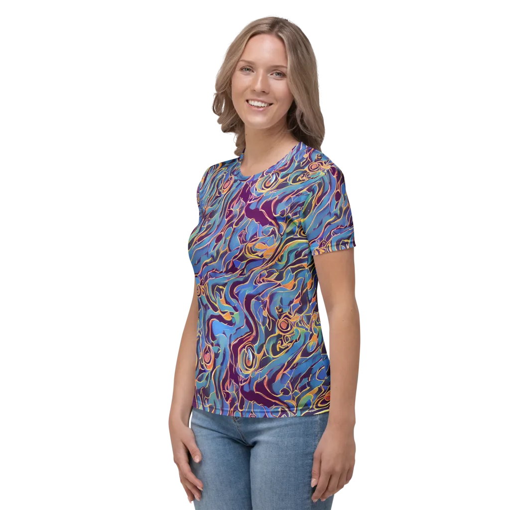 Sapphire Surge on Women's Crew Neck T-Shirt — Left