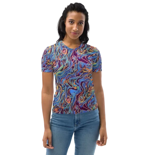 Sapphire Surge on a Women's Crew Neck T-Shirt
