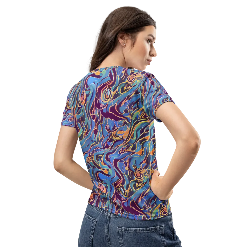 Sapphire Surge on Women's Crew Neck T-Shirt — Back