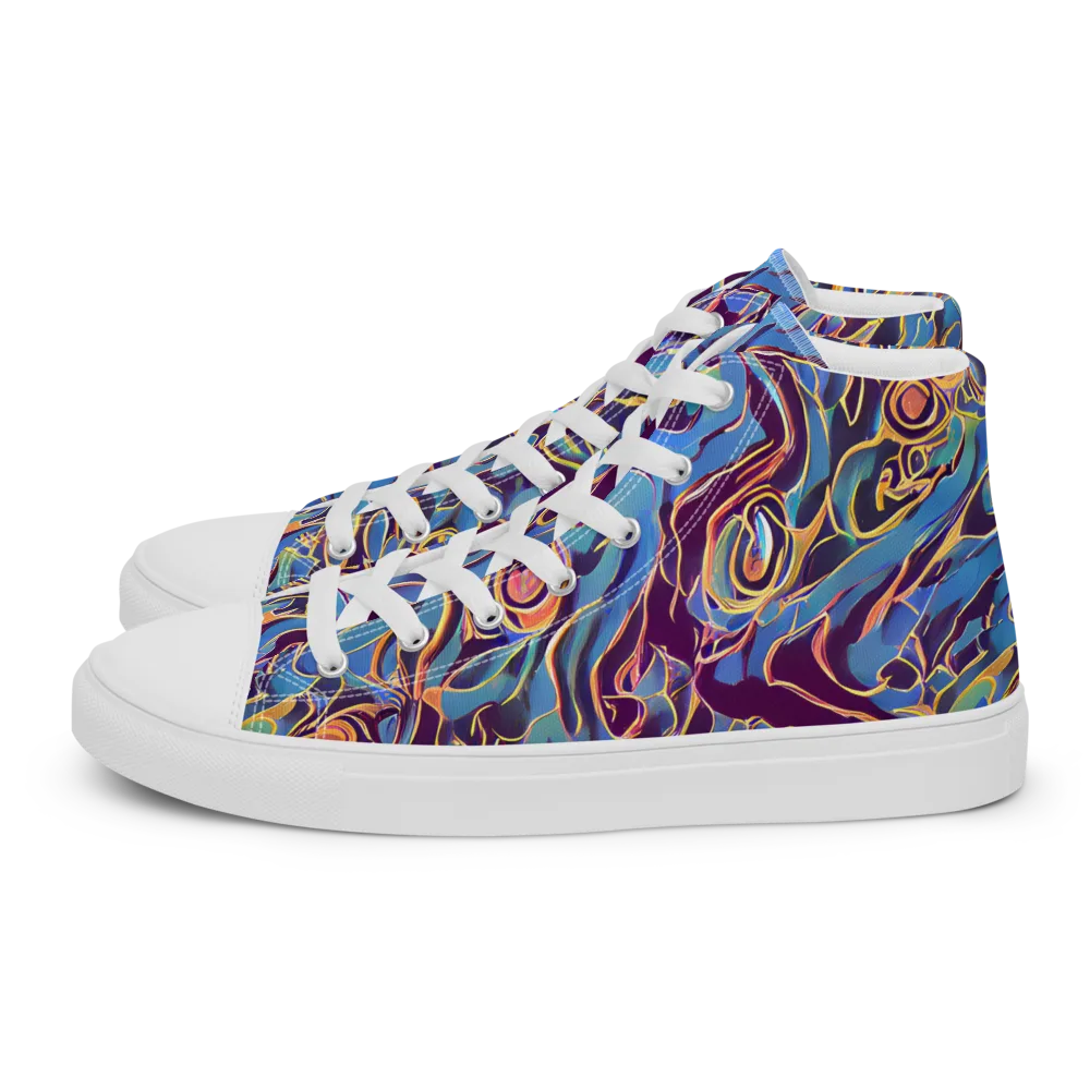 Sapphire Surge on Women's High Top Canvas Shoes — Left