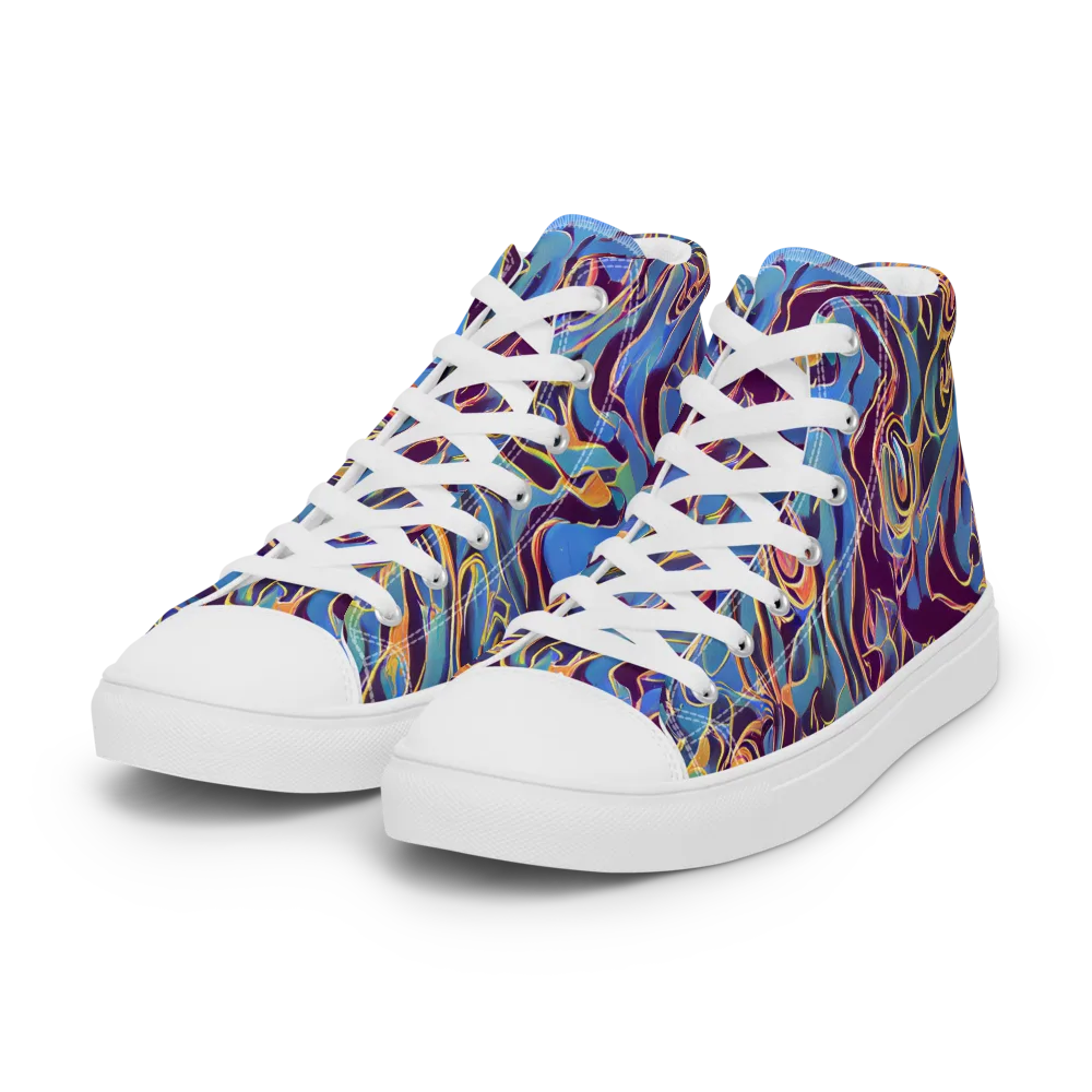 Sapphire Surge on Women's High Top Canvas Shoes — Left Front