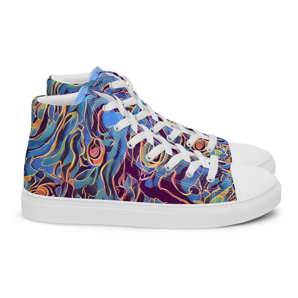 Sapphire Surge on Women's High Top Canvas Shoes — Right
