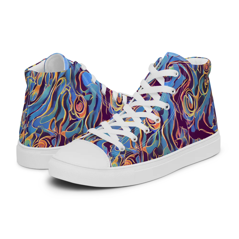 Sapphire Surge on Women's High Top Canvas Shoes — Left
