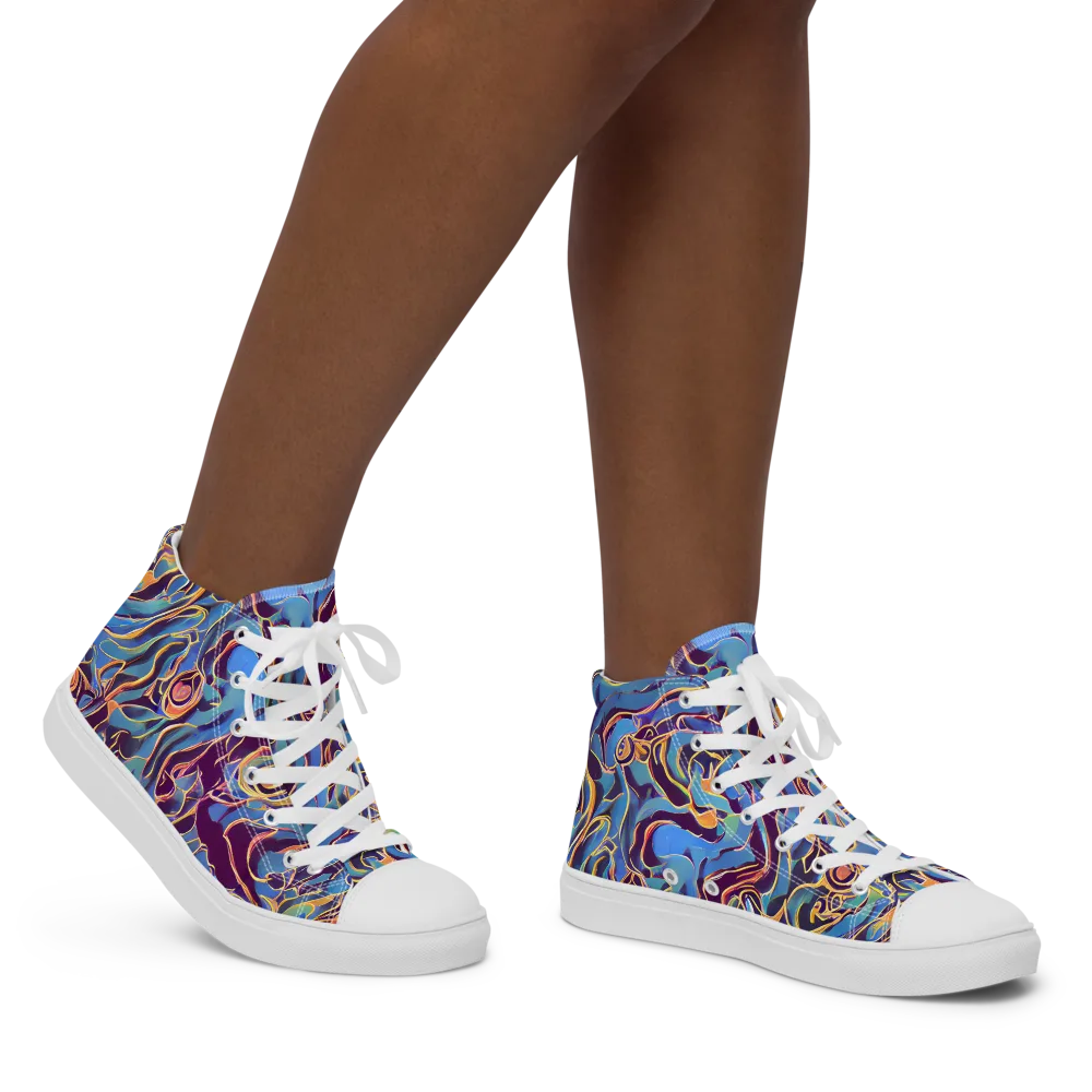 Sapphire Surge on Women's High Top Canvas Shoes — Right