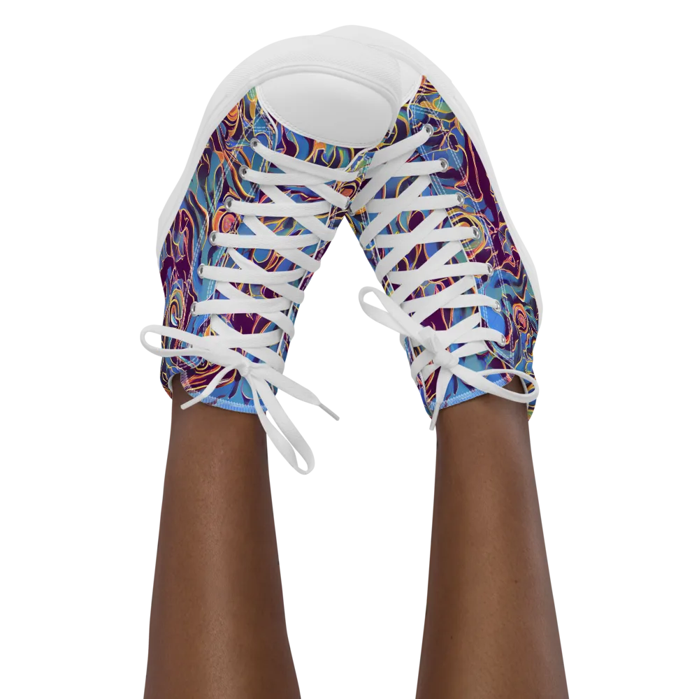 Sapphire Surge on Women's High Top Canvas Shoes — Front