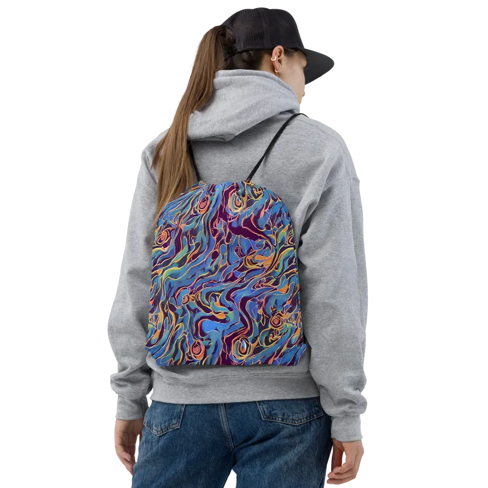 Sapphire Surge on Drawstring Bag — Front