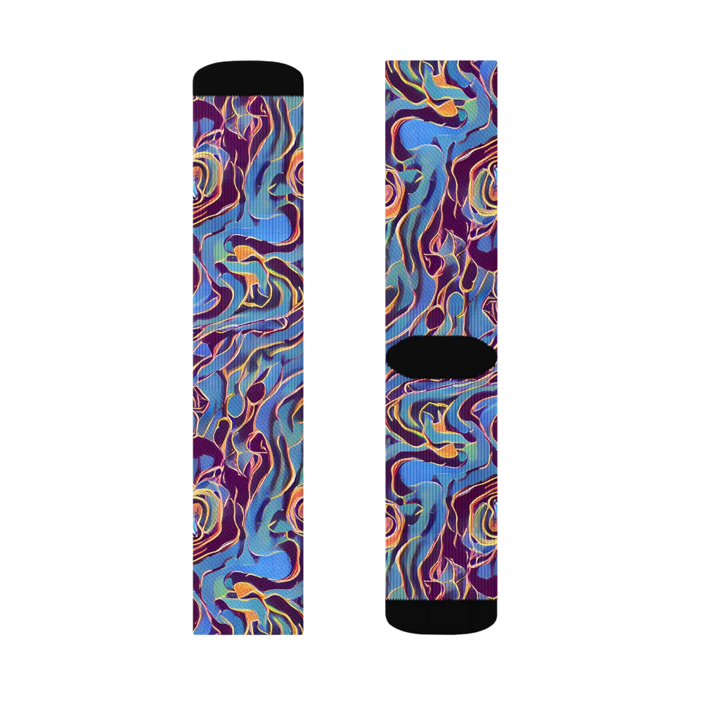 Sapphire Surge on Socks — Right Sock