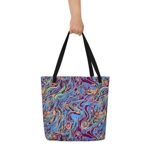 Sapphire Surge on a Large Tote Bag W/ Pocket