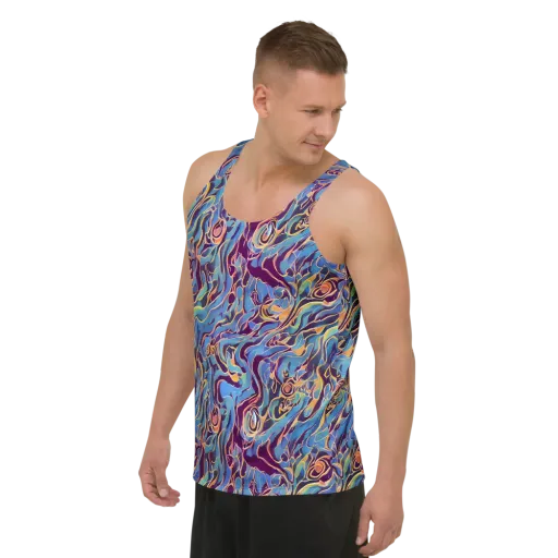 Sapphire Surge on a Men's Tank Top