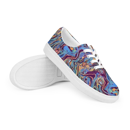 Sapphire Surge on a Men's Lace-Up Canvas Shoes