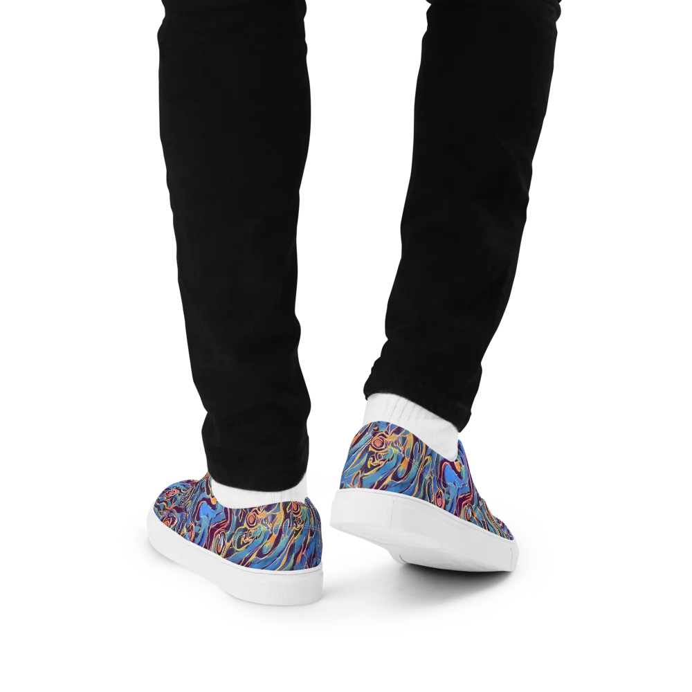 Sapphire Surge on Men's Lace-Up Canvas Shoes — Back