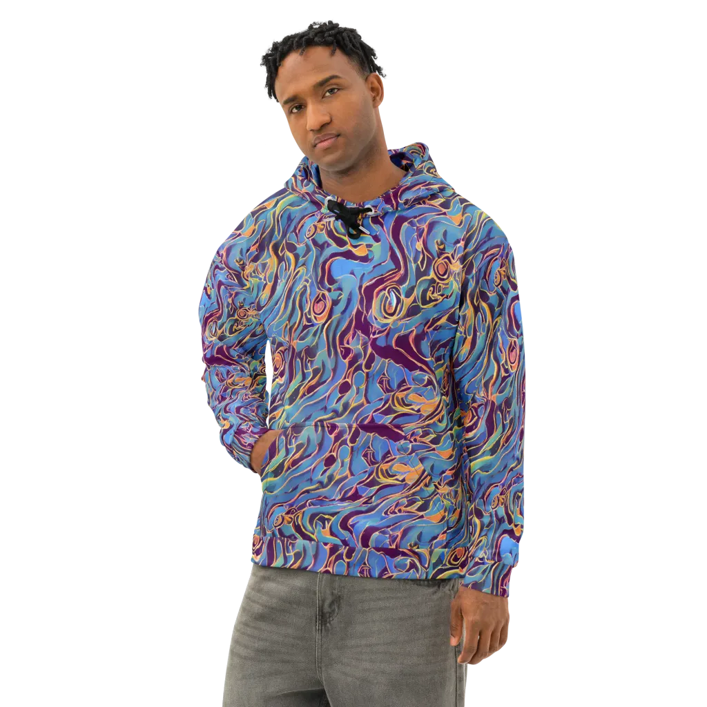 Sapphire Surge on Cotton Hoodie — Left Front