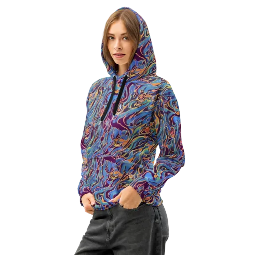 Sapphire Surge on a Cotton Hoodie