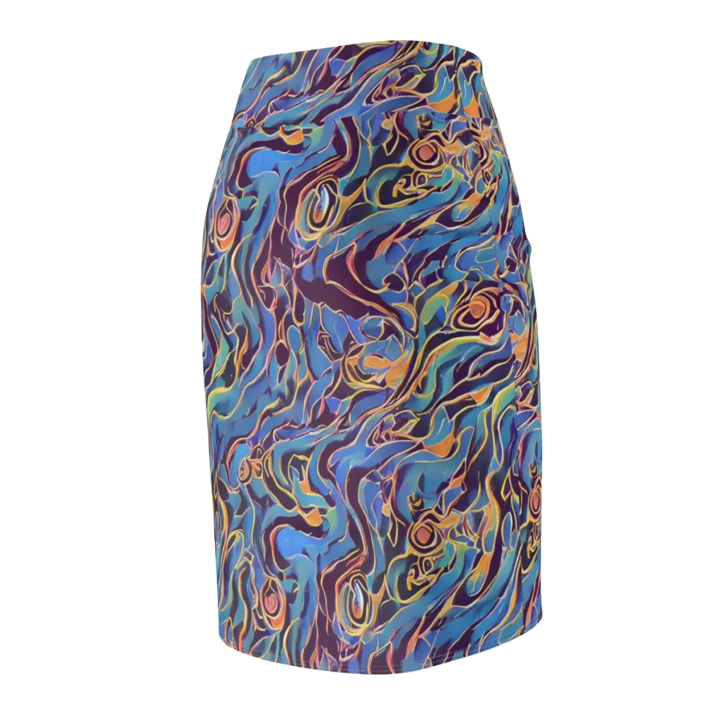 Sapphire Surge on Pencil Skirt — Back Side