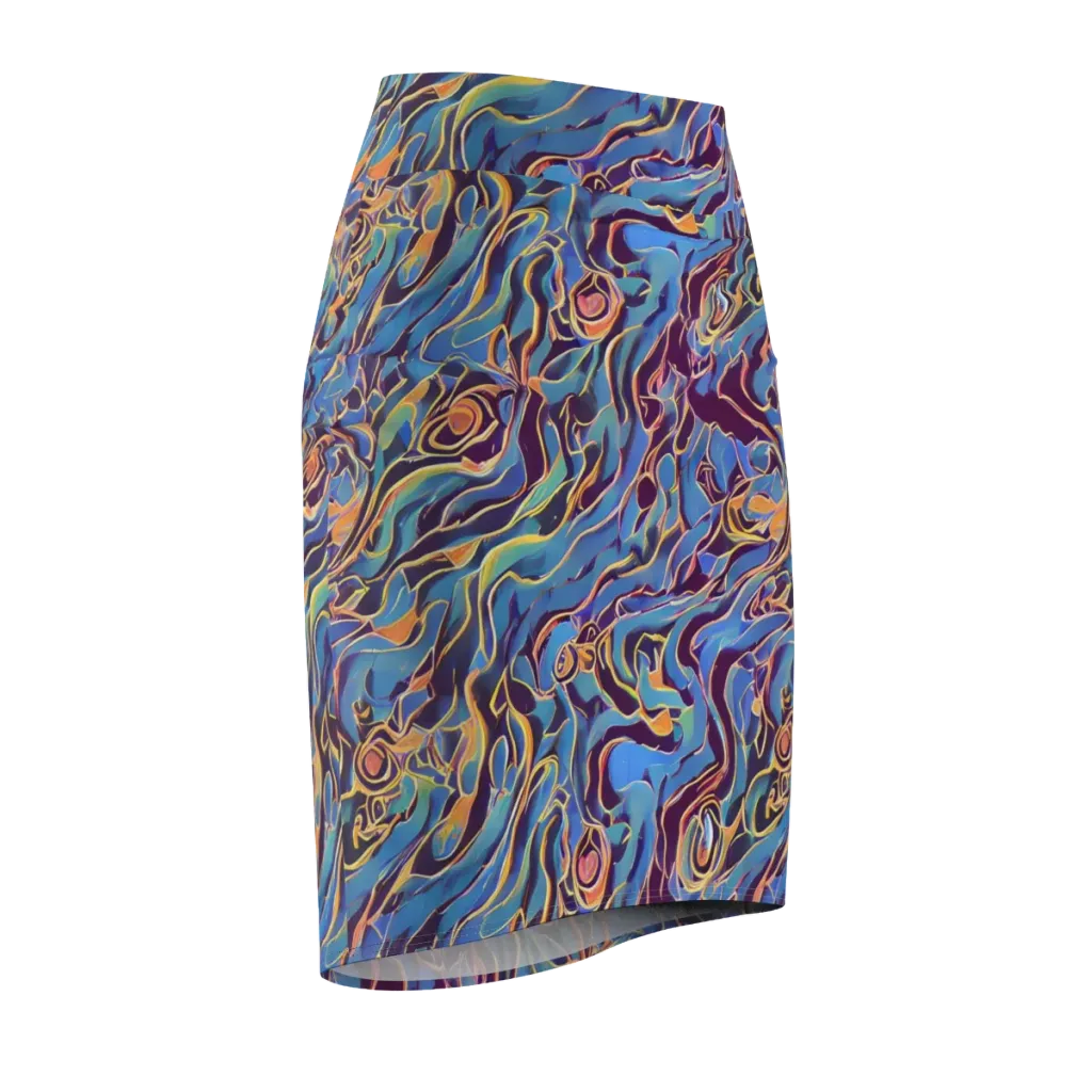 Sapphire Surge on Pencil Skirt — Front Side