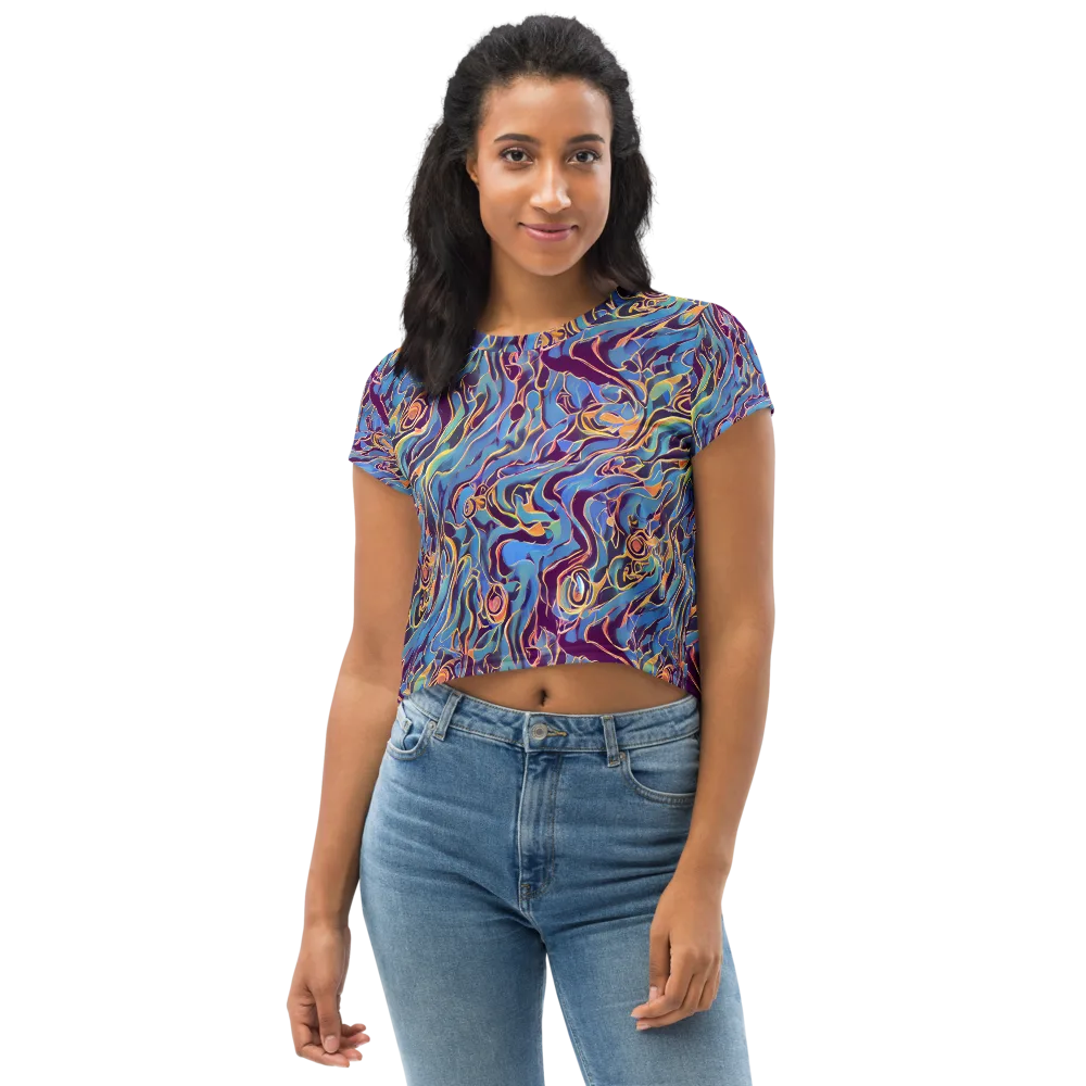 Sapphire Surge on Crop Tee — Front