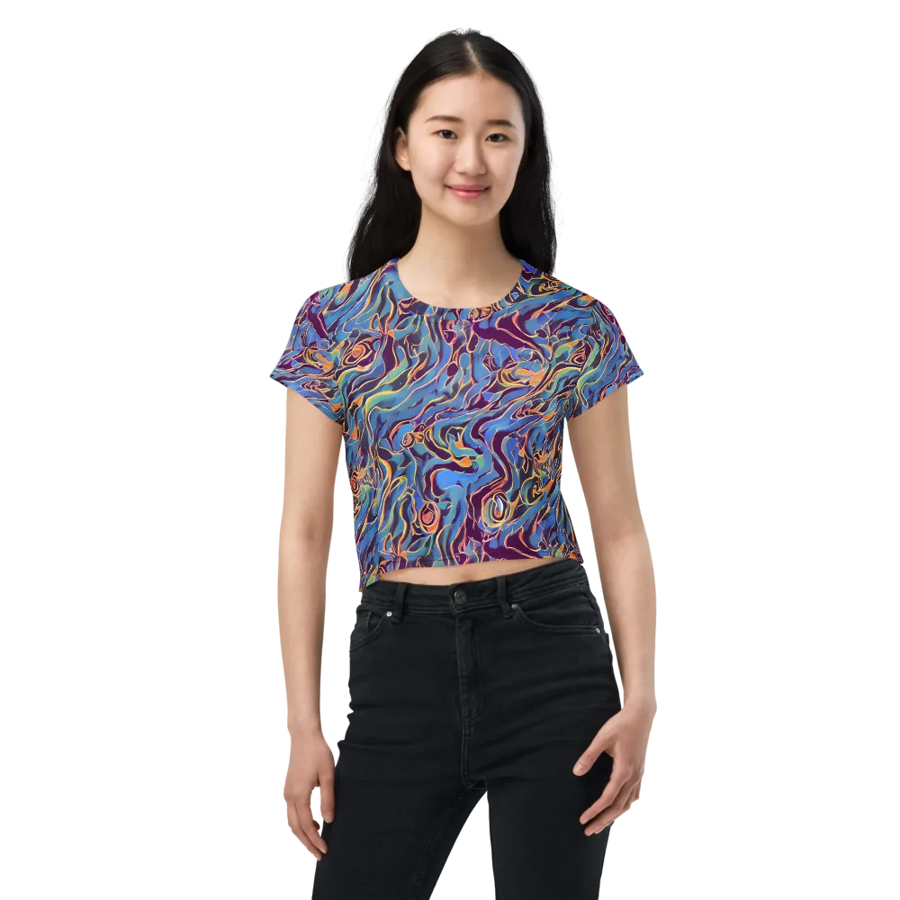 Sapphire Surge on Crop Tee — Front