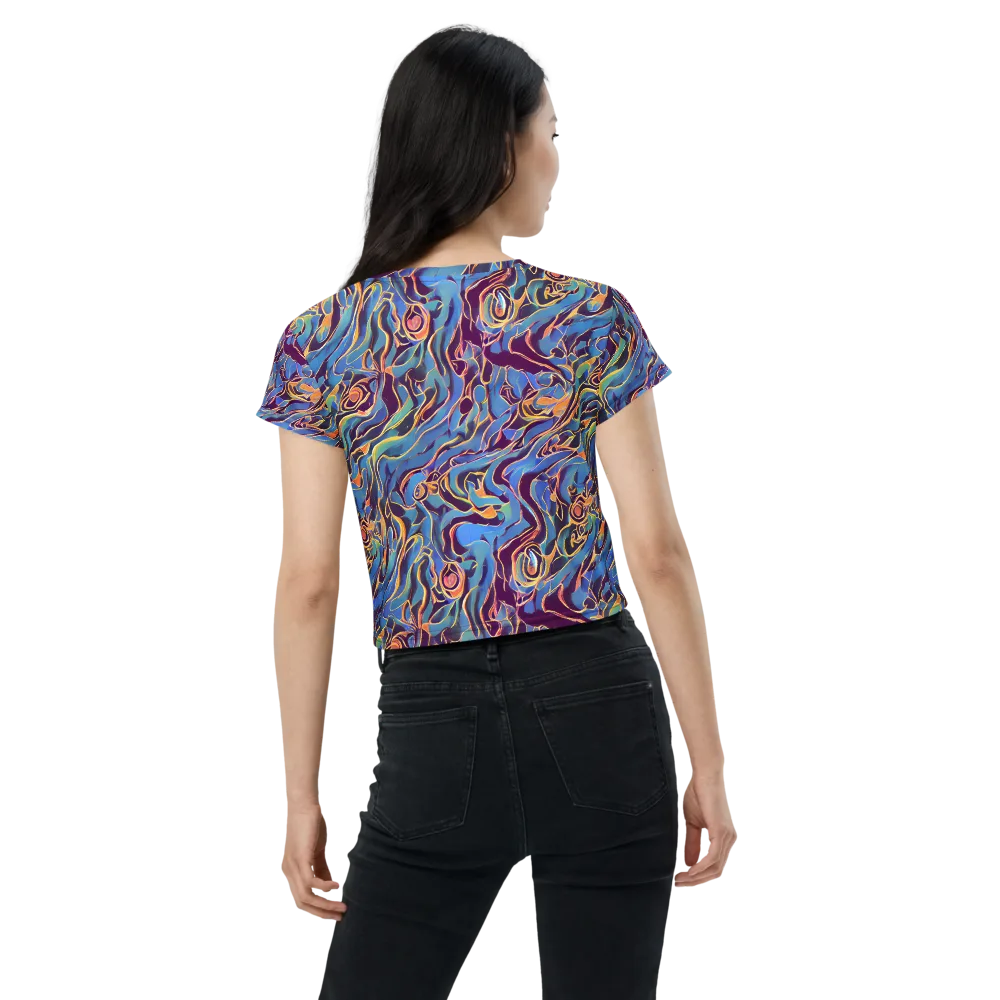 Sapphire Surge on Crop Tee — Back