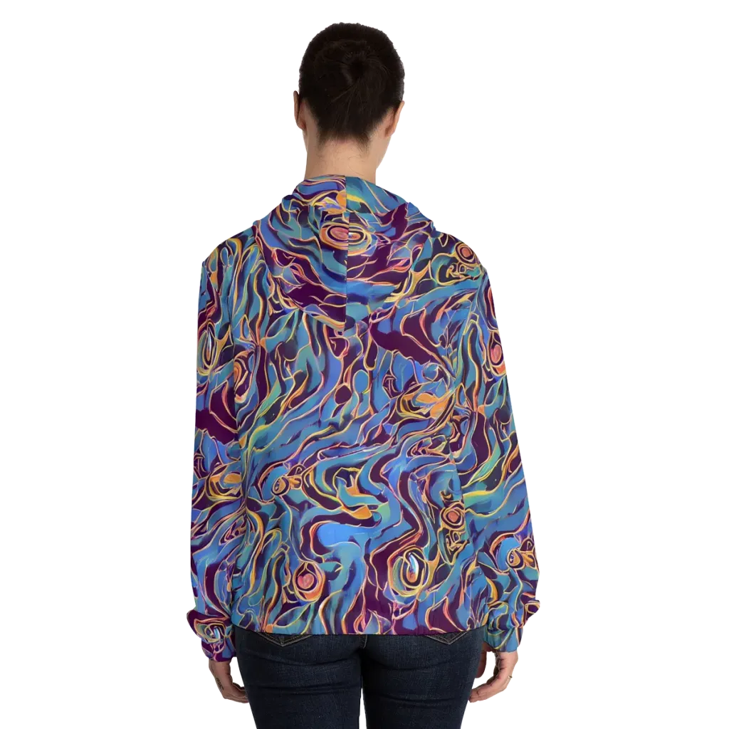Sapphire Surge on Women's Full-Zip Hoodie — Back On Person
