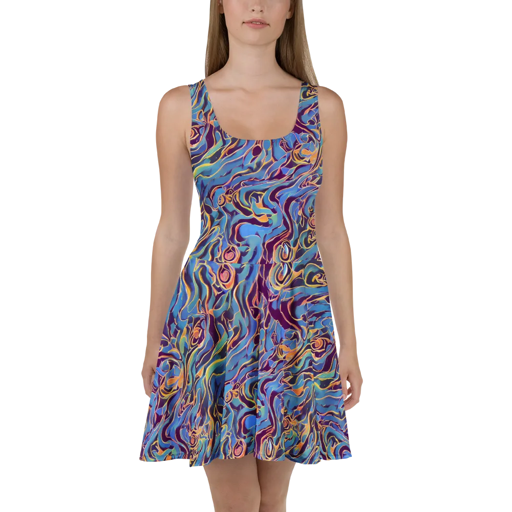 Sapphire Surge on Skater Dress — Front