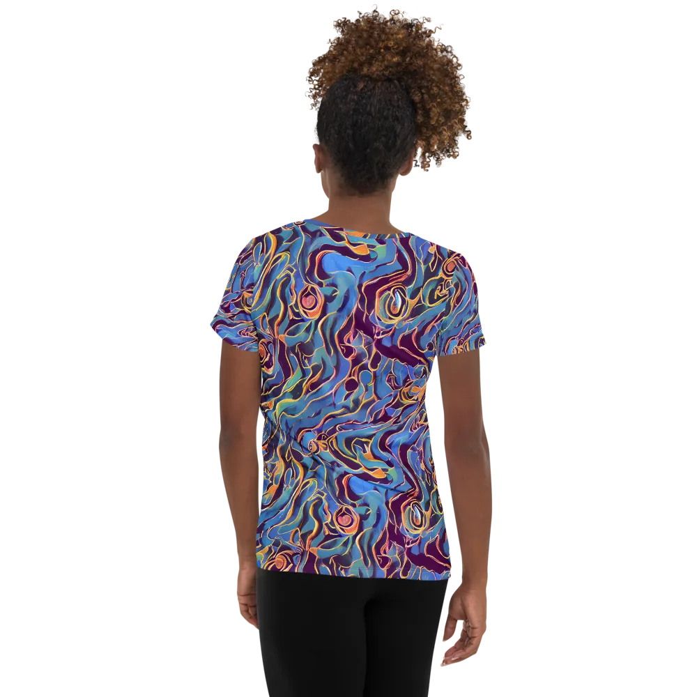 Sapphire Surge on Women's Athletic T-Shirt — Back