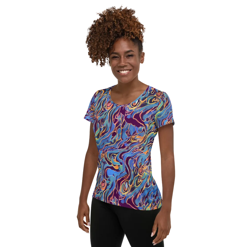 Sapphire Surge on Women's Athletic T-Shirt — Left