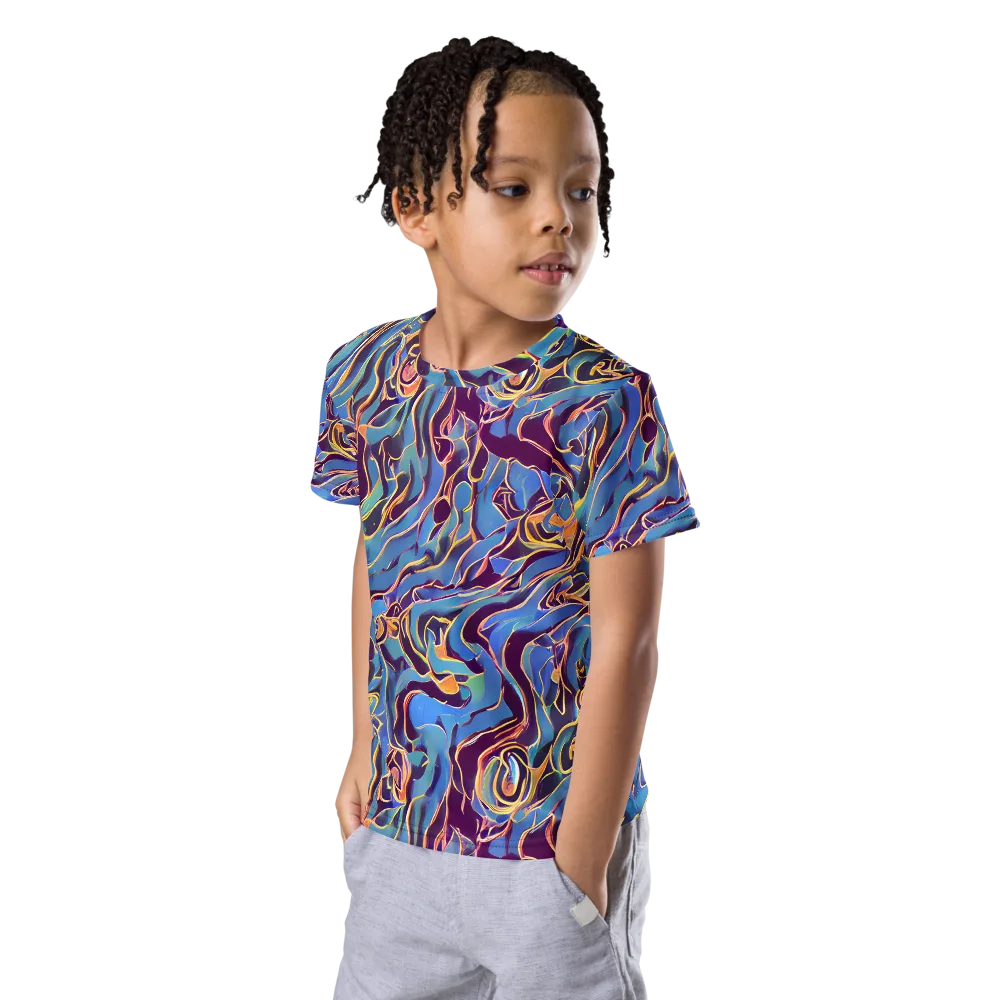 Sapphire Surge on Kids Crew Neck T-Shirt — Left Front