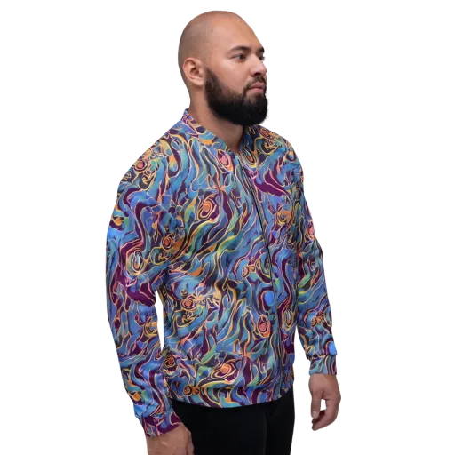 Sapphire Surge on a Bomber Jacket