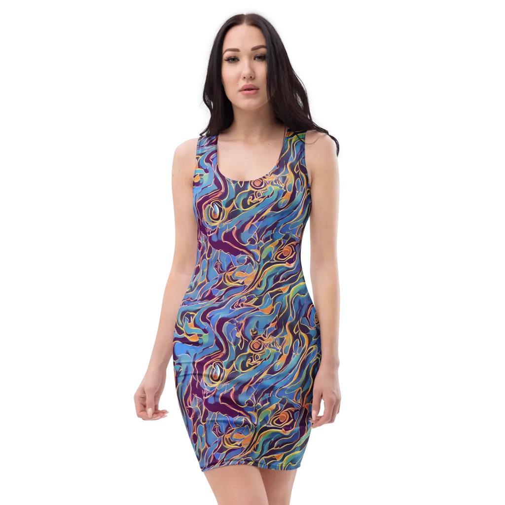 Sapphire Surge on Bodycon Dress — Front