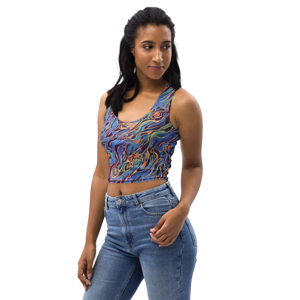 Sapphire Surge on Crop Top — Left Front