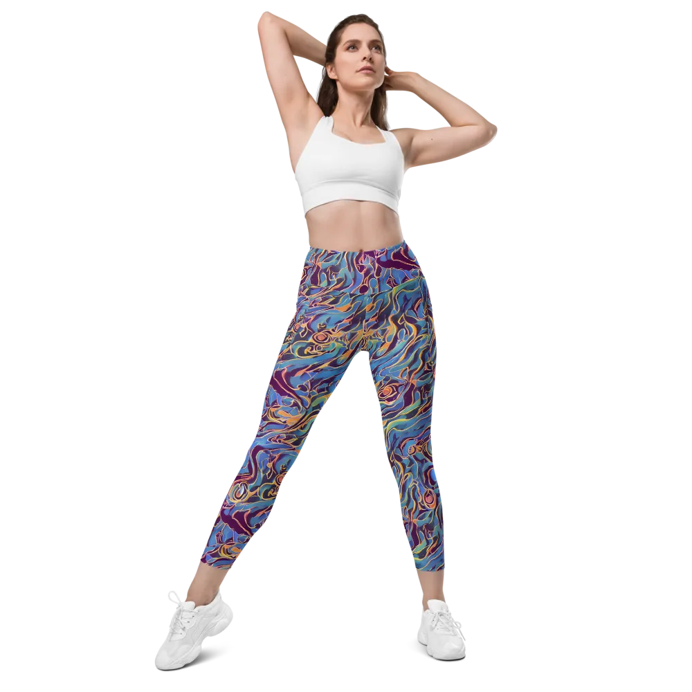 Sapphire Surge on Leggings with Pockets — Front