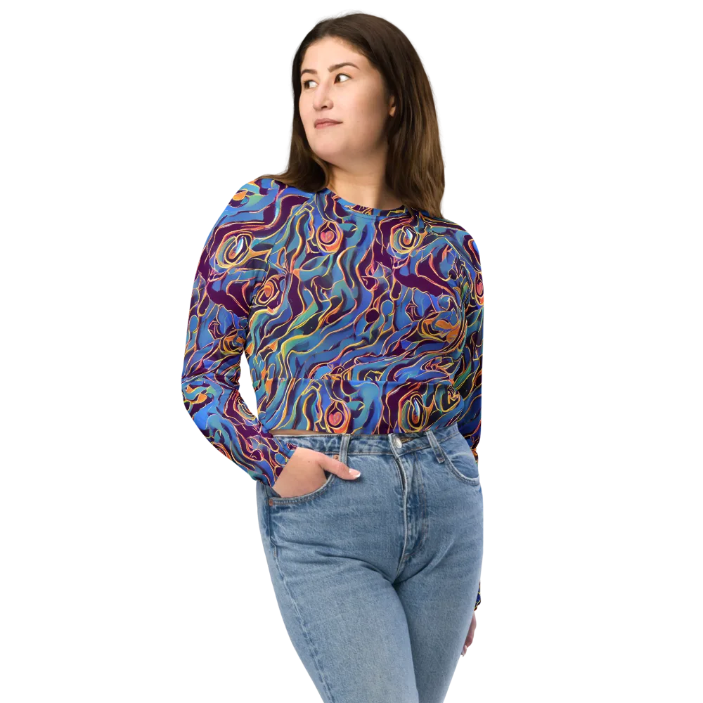 Sapphire Surge on Long Sleeve Crop Top — Front
