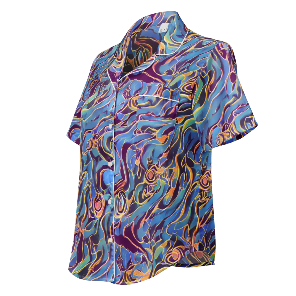 Sapphire Surge on Women's Short Sleeve Pajama Top — Left Front