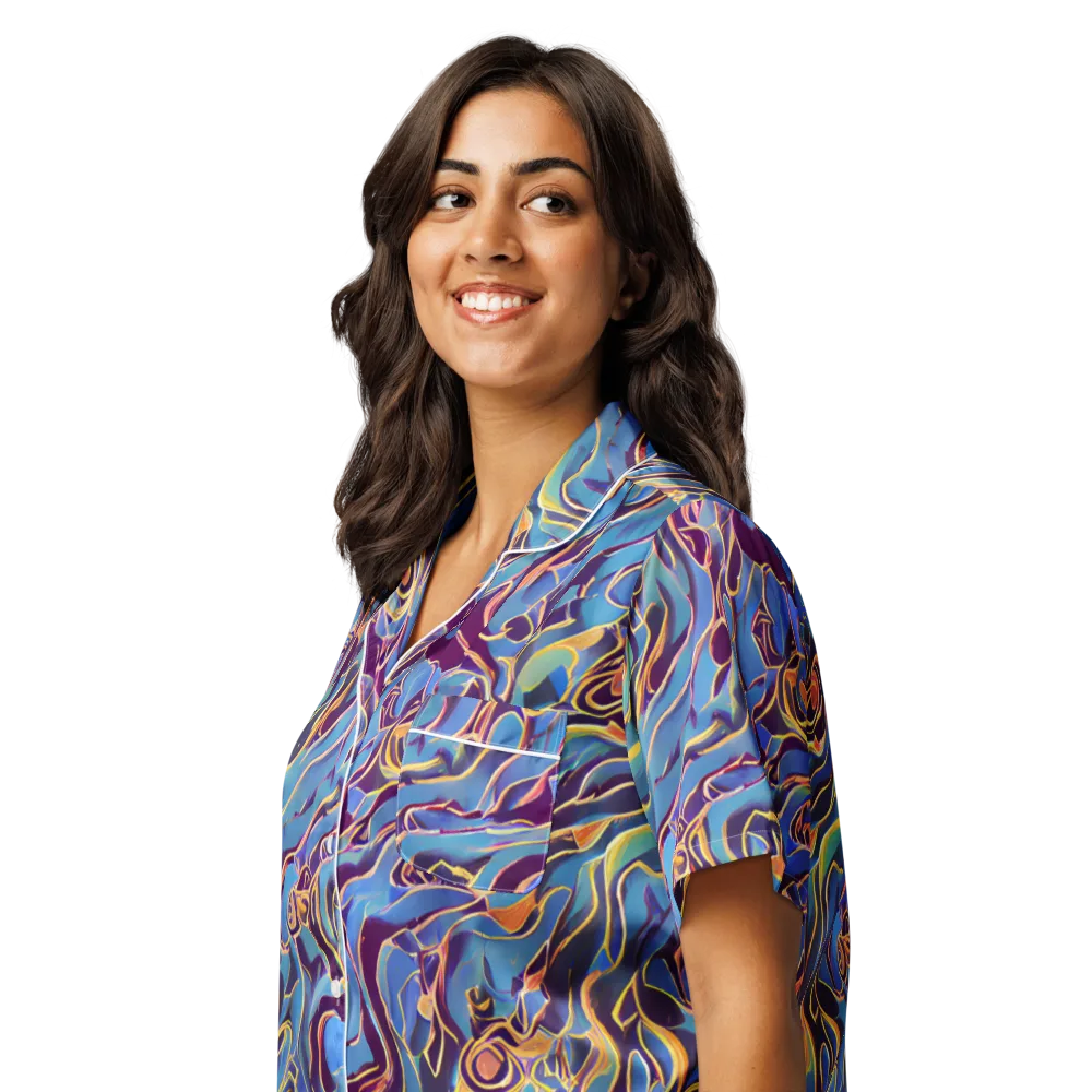Sapphire Surge on Women's Short Sleeve Pajama Top — Left Front