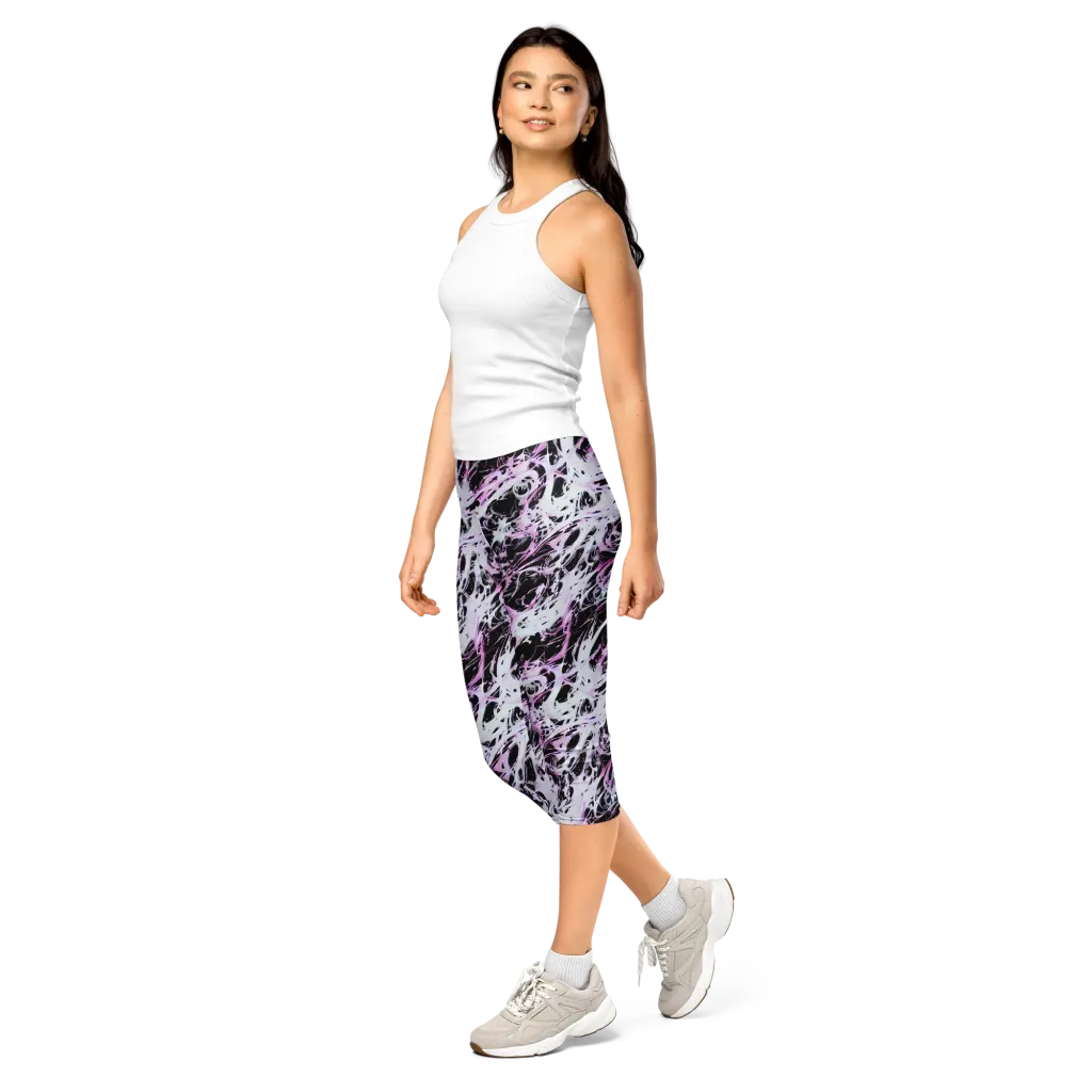 Electric Noir on Capri Leggings — Left Front