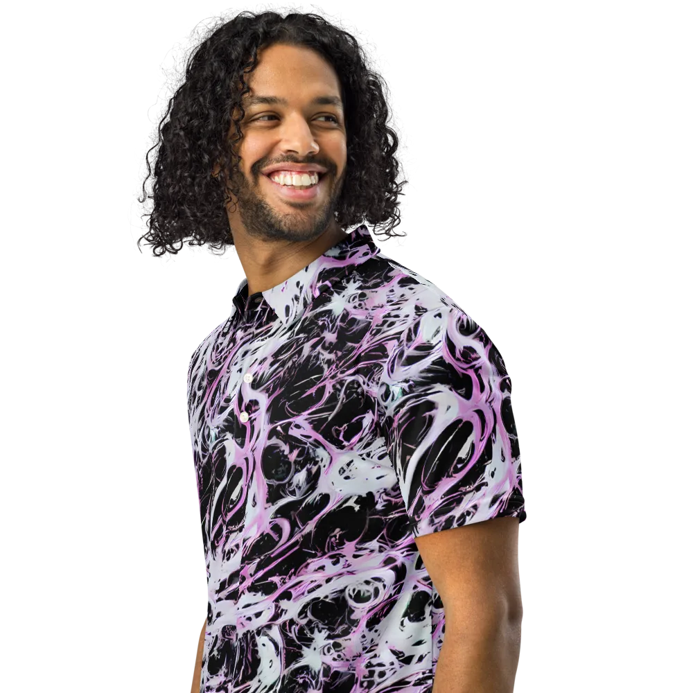 Electric Noir on Men's Slim Fit Polo Shirt — Left Front