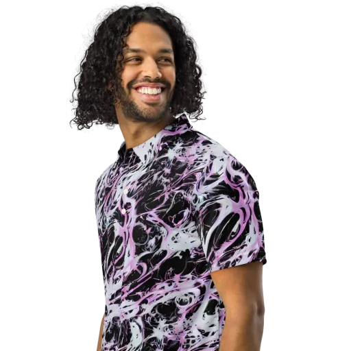 Electric Noir on a Men's Slim Fit Polo Shirt