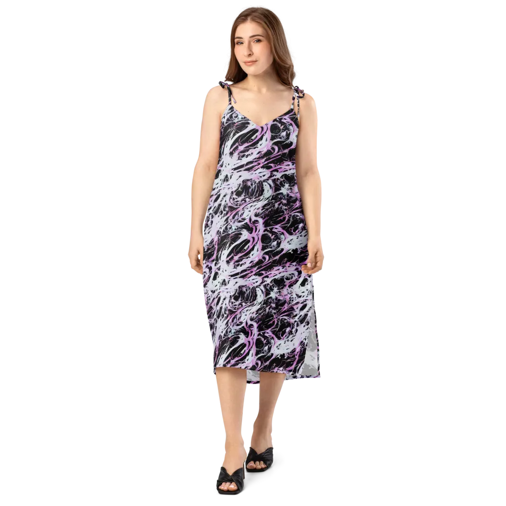Electric Noir on Slip Dress — Front